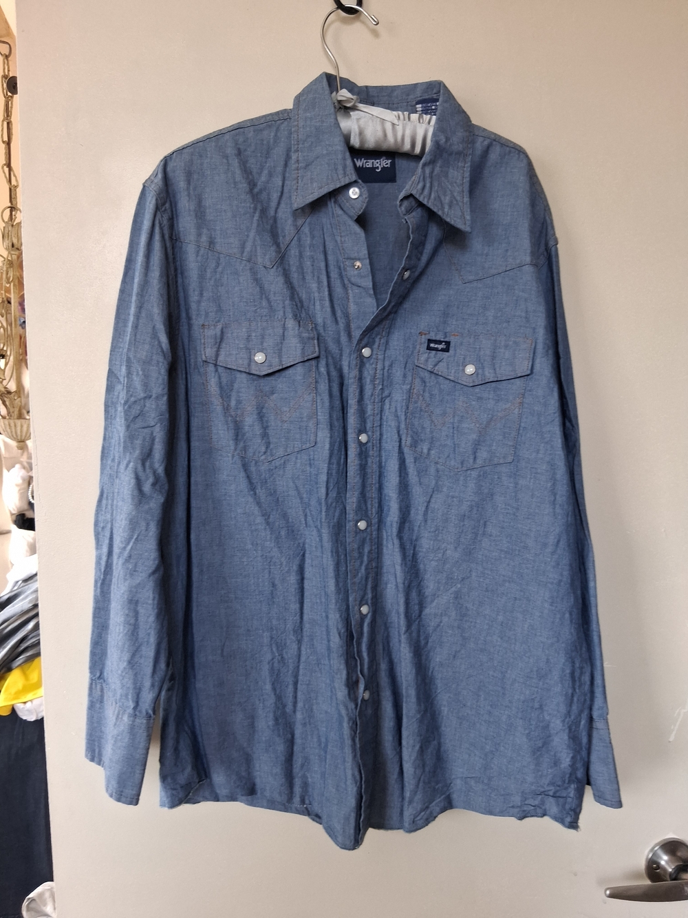 Wrangler Men's Blue Chambray Western Shirt Jacket